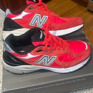 NEW New Balance 990V3 Men's Sneakers Red Black Size 9 Made In USA Shoes M990PL3